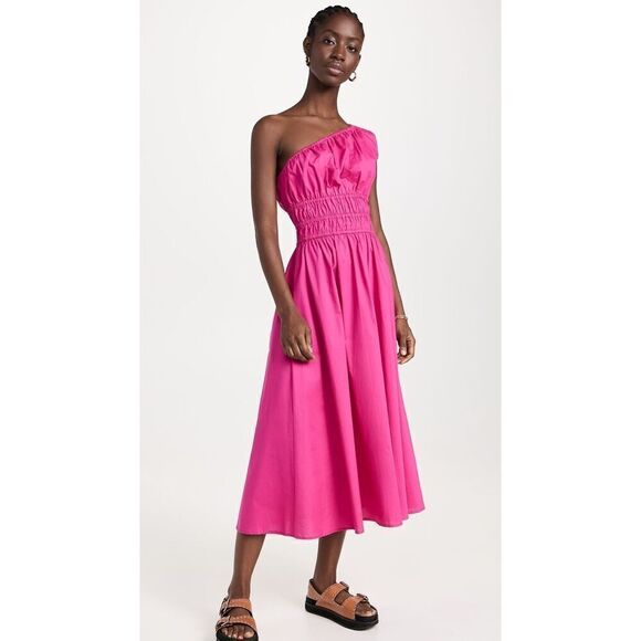 The Lulo Project Liberia Fuchsia Pink One‎ Shoulder A-Line Midi Dress Size Small - Picture 10 of 10